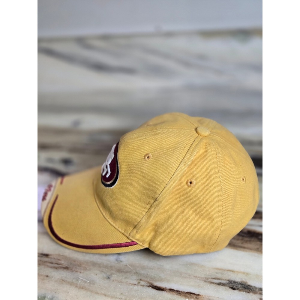NFL San Francisco 49ers Hat Mustard Yellow Burgundy Adjustable Strapback Cap - Picture 2 of 9